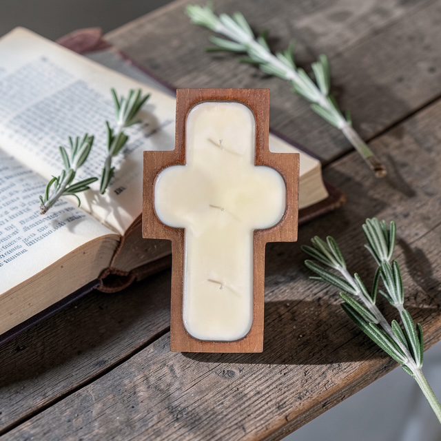 The Trinity Cross 3-wick Soy Wax Candle by Pine and Paws Candles